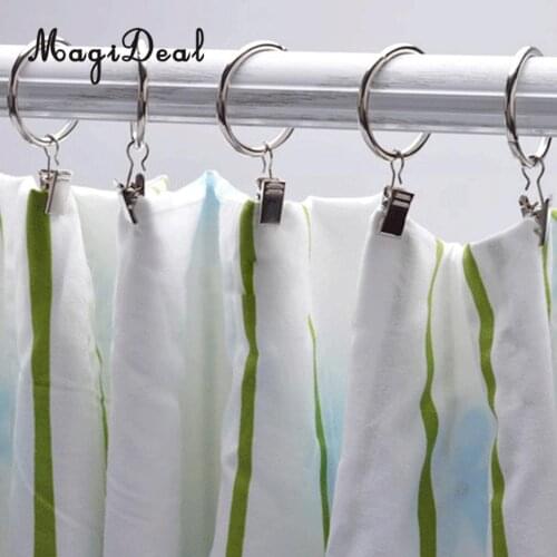 12-Pack Curtain Clip Rings Curtain Glider Hook with Clips for Door Panel Blinds Black