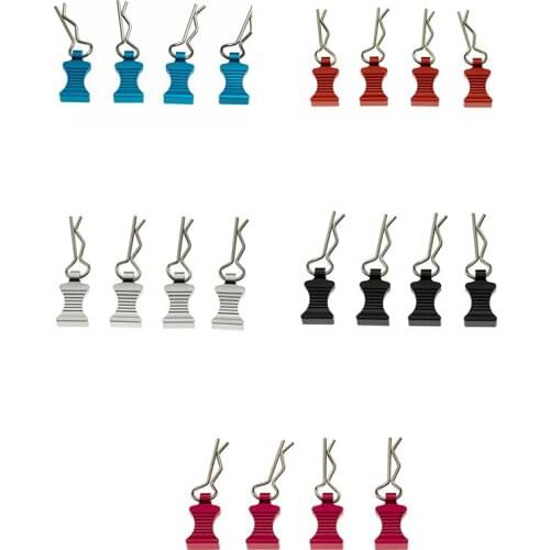 4Pcs R-Type Body Shell Clips Pin with Aluminum Mount Set for Axial SCX10 TRX4 1/8 1/10 RC Cars Parts Accessories