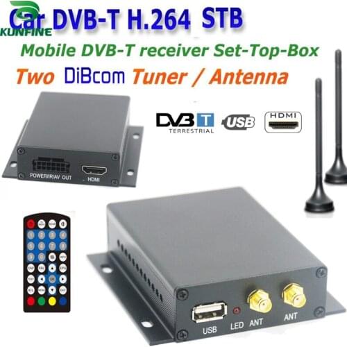 12~24V Car DVB-T TV box Diversity 2 Antenna MPEG2 MPEG4 H.264 STB