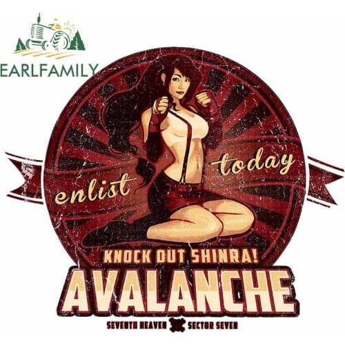 EARLFAMILY 13cm x 11.2cm for AVALANCHE Knock Out Shinra Cartoon Personality Car Stickers Anime Refrigerator Windshield RV Decal