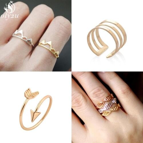 Bohemian Geometric Snow Mountain Rings for Women Girls Simple DNA Ring Punk Arrow Ringen Party Jewelry Accessories
