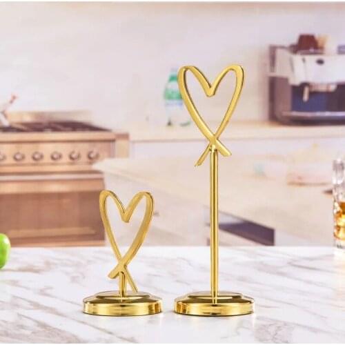 Mini Place Table Card Holders Table Number Stands Wire Table Picture Photo Holder Heart Shape Menu Memo Recipe Clips For Wedding