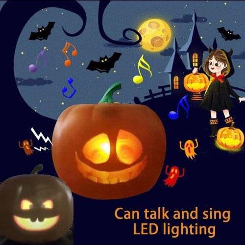 Halloween Talking Pumpkin Lantern With Projector To Decoration For Home Party Play Jack-o-lantern With Funny Weird Expression