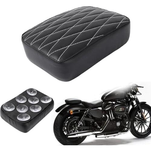 PU Leather Rectangle Rear Pillion Passenger Pad Seat 8 Suction Cups For Harley Dyna Sportster Touring Cruiser Chopper Custom