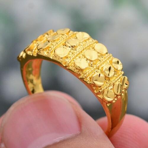 Wando Resizable Gold Ring for Women Girls Dubai Gold Color African Rings Ethiopian Jewelry Arab Free Size Rings