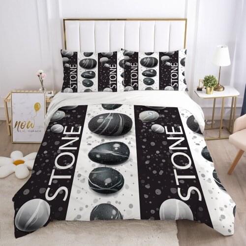 Modern Design Bed Linens Quilt/Comforter/Blanket Covers Bedding Sets Duvet Cover Set Full Size 3D Black,White Stone Bedclothes