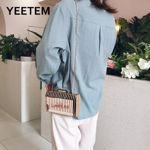 Frame Trendy Korean Version of Small Luggage Chain Metal Hollow Girl All-match Fashion Party Clutch Bag Crossbody Bags for Women
