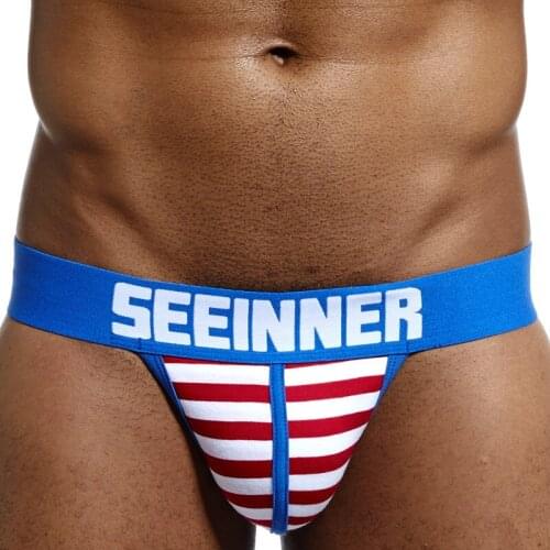 Mens underwear seeinner mens striped combed cotton underpants