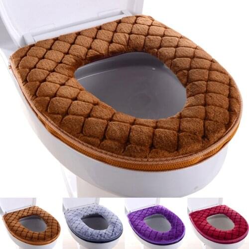 Long-haired Soft And Thick Toilet Seat Warm Zipper Universal Toilet Cover All Seasons Comfortable Bathroom Toilet Seat Cover