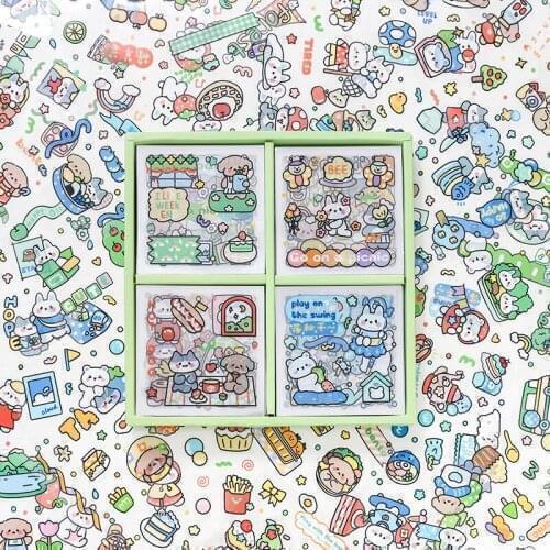 100Sheets Animals Picnic Stickers For Scrapbooking DIY Luggage Journal Cell Phone Girls Cartoon Decorative Material Paper