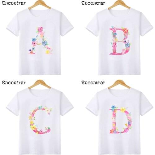 New Arrival Plant 26 Letters Print Baby Girls T shirt Novelty Funny Kids T-shirts Boys Clothes Children Summer Tops,HKP5406