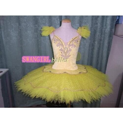 Peach fairy professional tutus women sleep beauty ballet tutu adult nutcracker ballet cosutmes fairy pancake tutu yellow SB0034