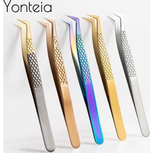 Eyelashes Tweezers Stainless Steel 3D Accurate Tweezers Grafting Eyelash Extension Tools High Precision Anti-static Tweezers