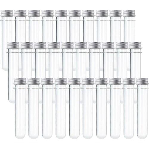 20pcs Plastic Test Tubes Clear and Transparent Candy Storage Containers with Screw Caps 40ml