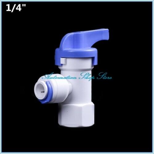 Plastic Ball Valve 1/4 quick fitting and 1/4Inside Female thread RO Water Reverse Osmosis System L type pressure barrel valve