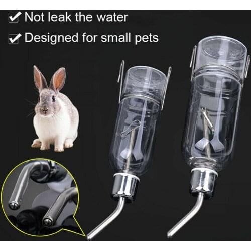 350ml Pet Stainless Steel Hanging Waterer Guinea Pig Squirrel Rabbit Hamster Small Pet Water Drinking Bottle