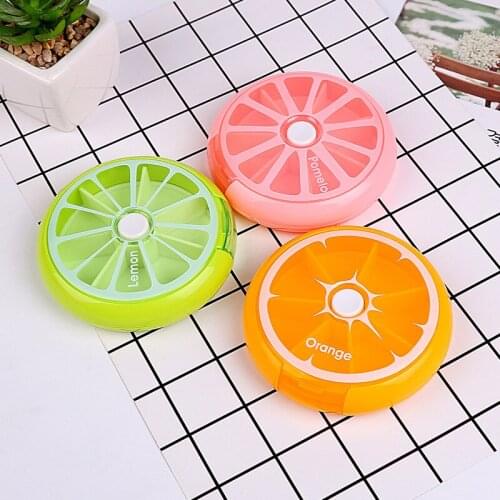 Portable Round Shape Weekly Rotating Pill Box Case Splitter Tablet Storage Organizer Medicine 7 Day Pill Container For Travel