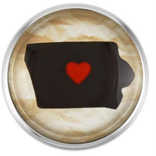 Lowa State Snap Buttons Glass Buttons Snap Charms Fit 18mm Snap DIY Bracelets/Necklace Jewelry 20Pcs/lot