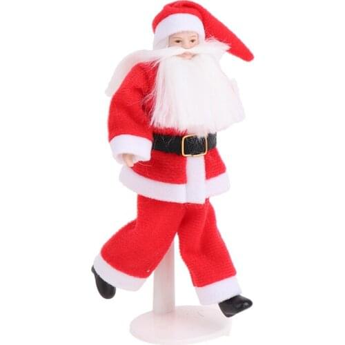 Christmas Santa Claus Dolls For 1:12 Dollhouse Kids Family Pretend Play Toys Miniature Ceramics Doll For Children Girls Gifts