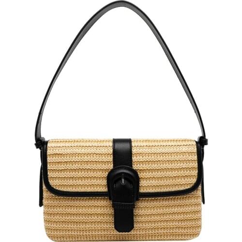 Straw Women Shoulder Bags Designer Rattan Handbags Luxury Fashion Wicker Woven Handmade Messenger Bag Summer Beach Small Purses