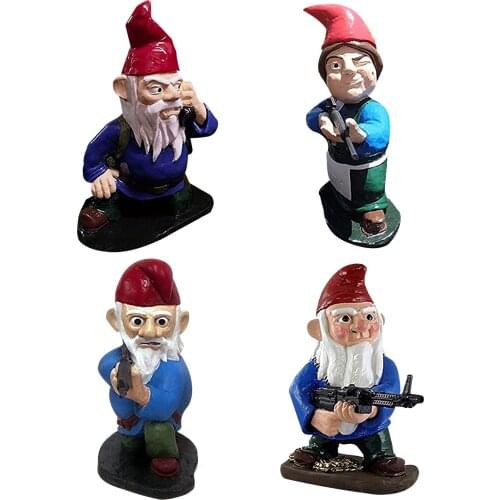 Resin Gnomes Statue Garden Fighting Army Goblin Sculpture Decoration Rafts Elf Resin Ornaments Halloween Garden Decor