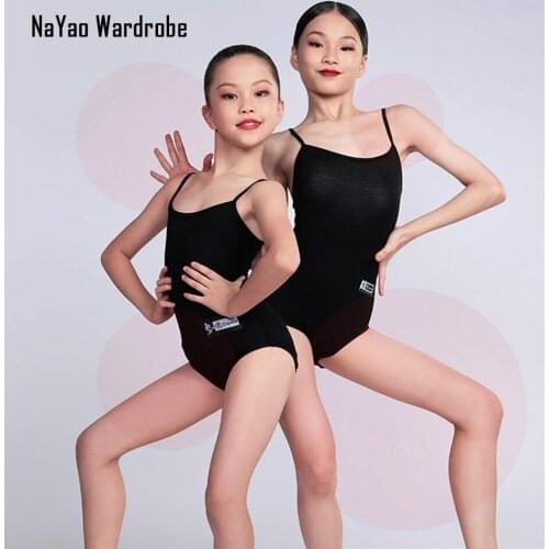2020 New Kids Child Girls Latin Dance Dress Tops Bare Back and Shoulder Latin Dancing Bodysuit for Belly Ballroom Tango H6050