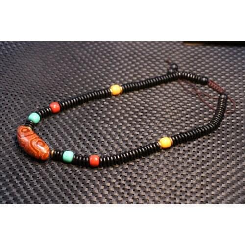 Treasure Unique Energy Tibetan Red Agate 3 Eye Horn Shape dZi Bead Adjustable Necklace Pendant Amulet Timestown UPD21103A