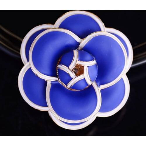 Retro Camellia Flower Enamel Pins Women Beautiful Brooches Pins Womans Corsage Copper Jewelry Broche Black Purple White Blue