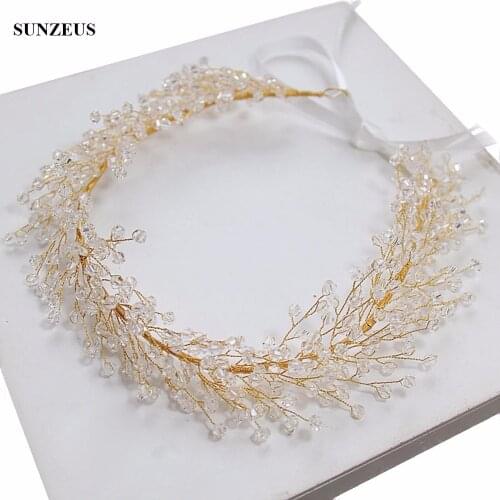 Gold Bridal Hair Sash Crystal Headband For Brides 2020 Wedding Accessoires Women Headwear Jewelry SQ093