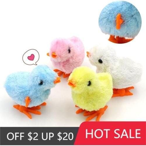 1Pcs Plush Clockwork Jumping Walking Chicks Kids Classic Toy Cute Mini Chicken Wind Up Toys for Baby Gifts