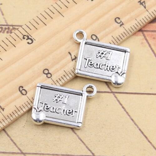 10pcs Charms #1 Teacher Apple 17x14mm Tibetan Silver Color Pendants Antique Jewelry Making DIY Handmade Craft