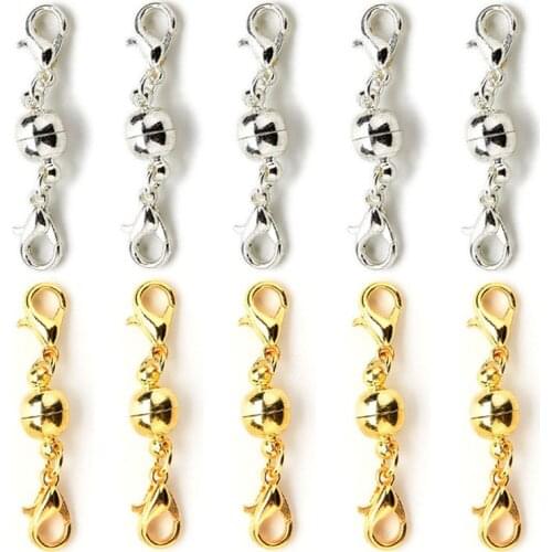 10 Pcs Gold Silver Ball Tone Magnetic Lobster Clasps Fit Chain Bracelet Necklace connect most jewelry clasps