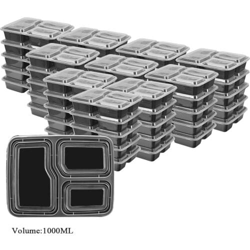 10Pack 3 Compartments Food Containers Meal Prep Containers Bento Lunch Boxes with Lids , Reusable, Dishwasher/Microwave/Freezer