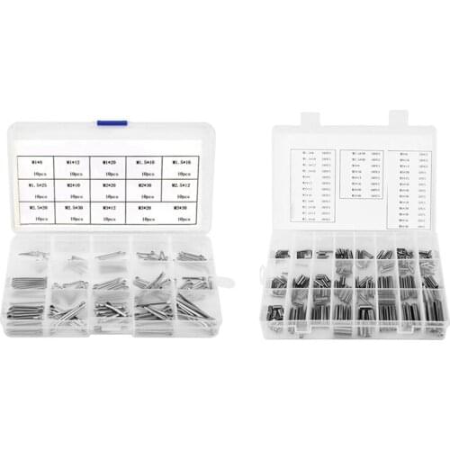 150Pcs Split Cotter Pins Kit Set 15 Types M1-M3 with 280Pcs Stainless Steel Slotted Spring Pin Assortment Kit