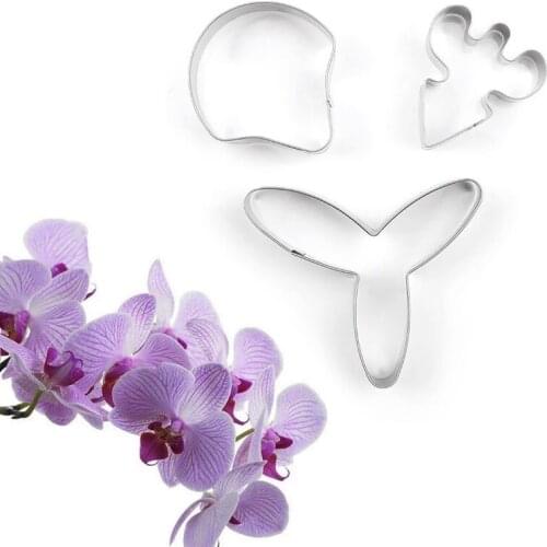 3 pcs/Set Stainless Steel Butterfly Orchid Petal Flower Cutters set, Fondant Cake Decorating Tools Bakeware