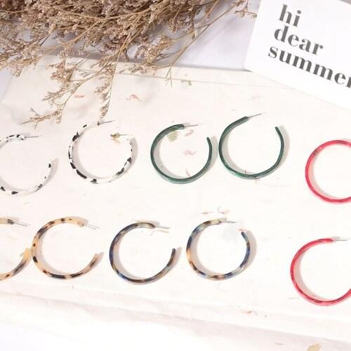 5 Colors Korean Simple Acrylic Big Circle Hoop Earrings For Women Jewelry Geometric Round Acetic Acid Statement Earrings