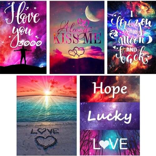 5D Diamond Painting Text Live Love Full Round Painting With Diamonds Embroidery Sets Landscape Mosaic Home Decorations Gift