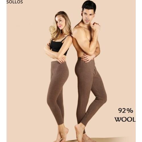 92% wool thermal pants leggings women merino wool woman underwear tights warm winter panty fleece men pantyhose womens trousers