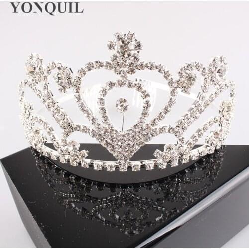 White Gorgeous Sparkling Wedding Diamante Pageant Tiaras Queen Hairband Crystal Bridal Crowns Hair Jewelry 3pcs/lot MYQC017