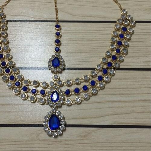 Handmade Kundan stones hair chain Grecian style PANJA head chain head jewellery