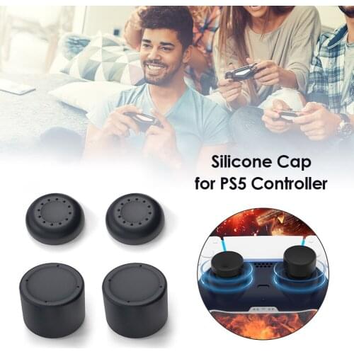 Black Silicone Thumbstick Grips Cover for PS5/PS4 Anti Skid Gamepad Handle Protection Cap Case 4PCS 117*82*15mm/4.61*3.23*0.59in