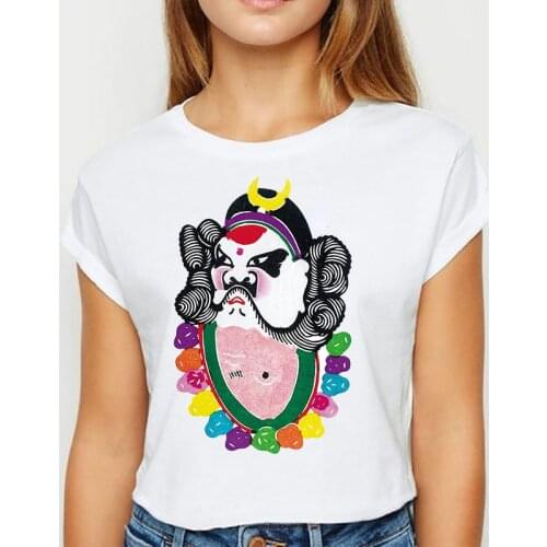 Women Tumblr 90s Graphic Tee Cute T Shirts And Beijing Opera Summer Tops Female The Great Wave of Aesthetic T-Shirt