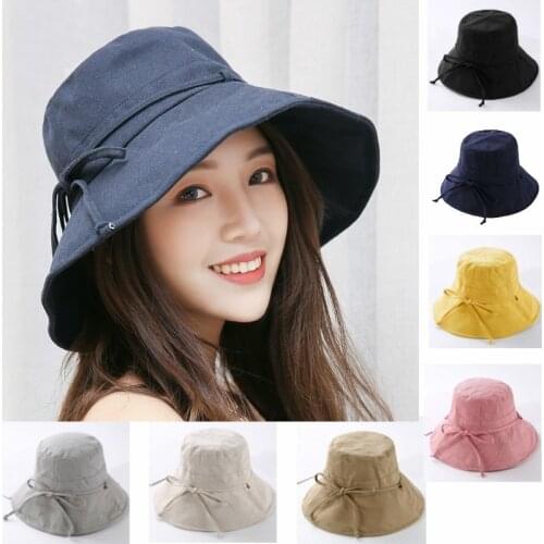 New Beach Bow Hats for Women Hat Female Lady Bucket Hat Hat Summer Woman Summer Sun Cap