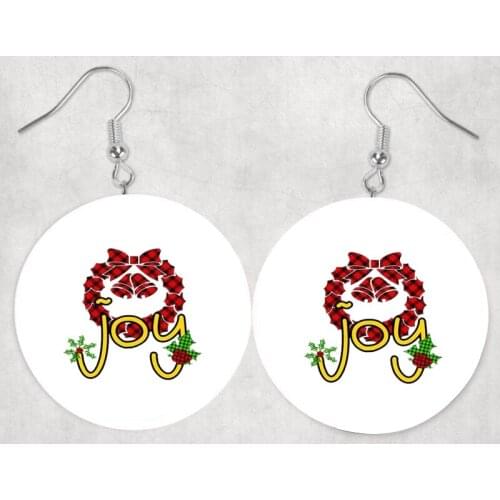 Faux Leaher Earrings Joy Christmas Plaid Teardrop Earrings Bulk Order Whloesale