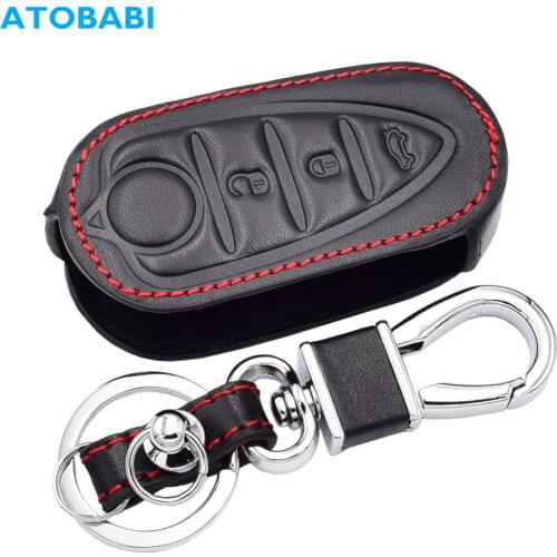 Leather Car Key Case For Alfa Romeo Mito Giulietta 159 Gta Keychain Remote Fob Shell Cover Folding Keys Bag Auto Accessories