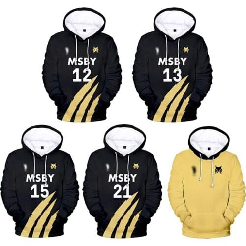 Haikyuu Cosplay Jacket Hoodies Sweatshirts Mens 3D Print MSBY Shoyo Hinata Harajuku Hooded Pullover Kozume Kenma Hoodie Women