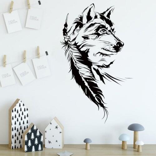 DreamCatcher Wall Sticker Dreamcatcher Decal Wolf Indian Symbol Home Decor Bedroom Living Room Wall Decoration Mural