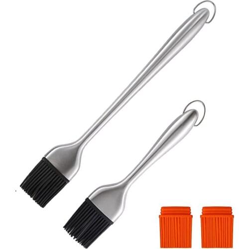Oil Brush Kitchen Stainless Steel Pastry Bread BBQ Basting Brushes High Temprature Food Gra Brush Barbecue Cooking Accessories