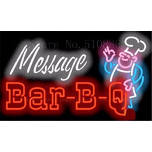 BBQ w/custom name Barbeque Glass Tube neon sign Businese Handcrafted Light Outdoor Shop Store Signs Signboard Signage 19"x15"