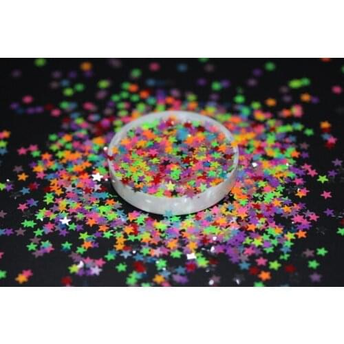 3mm Neon Stars Glitter Confetti, Great for Party Decoration, Wedding Supplies and Nail Art